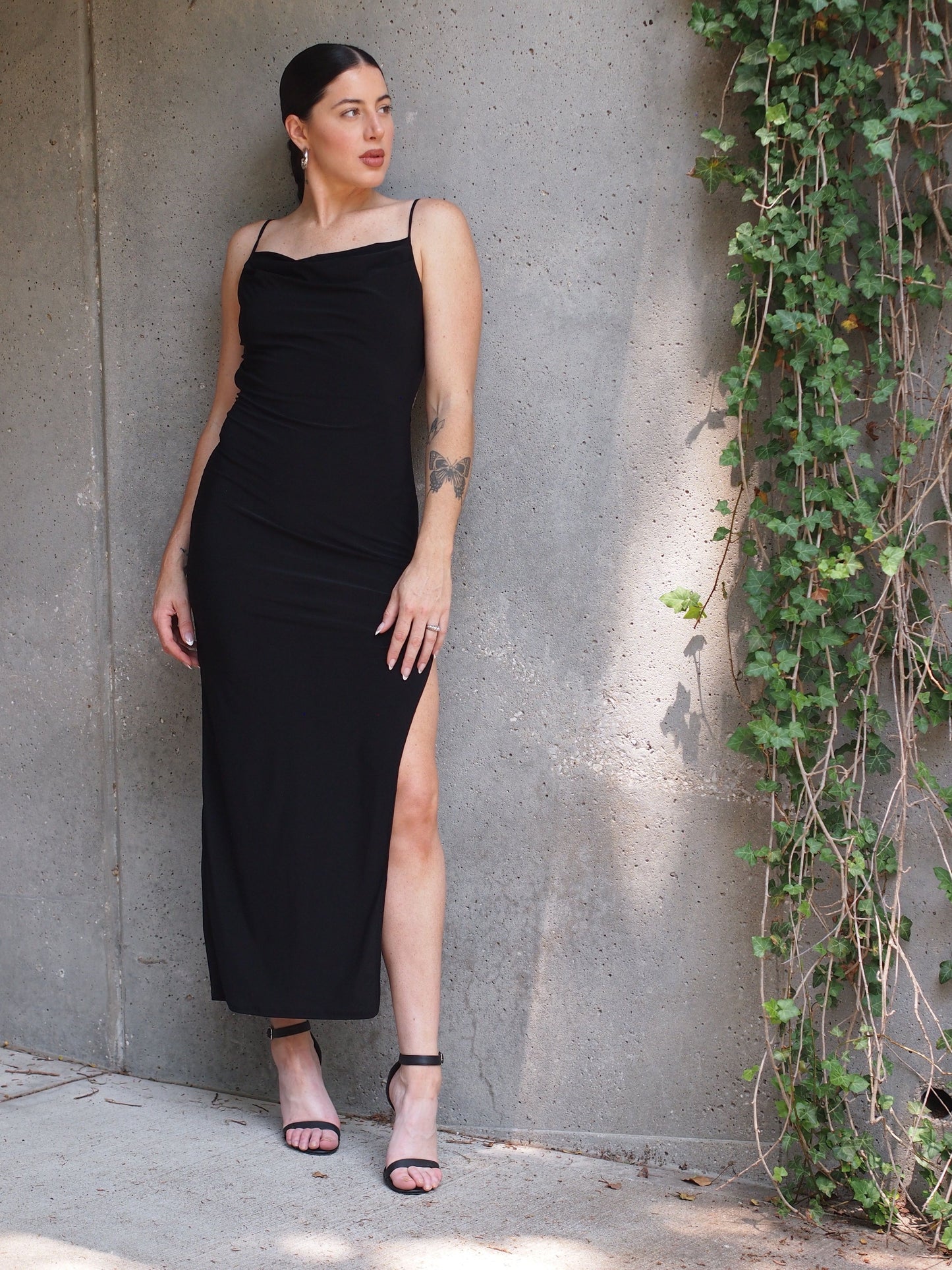 Madrid Square Tie Back Maxi Dress with Dramatic Hip Slit
