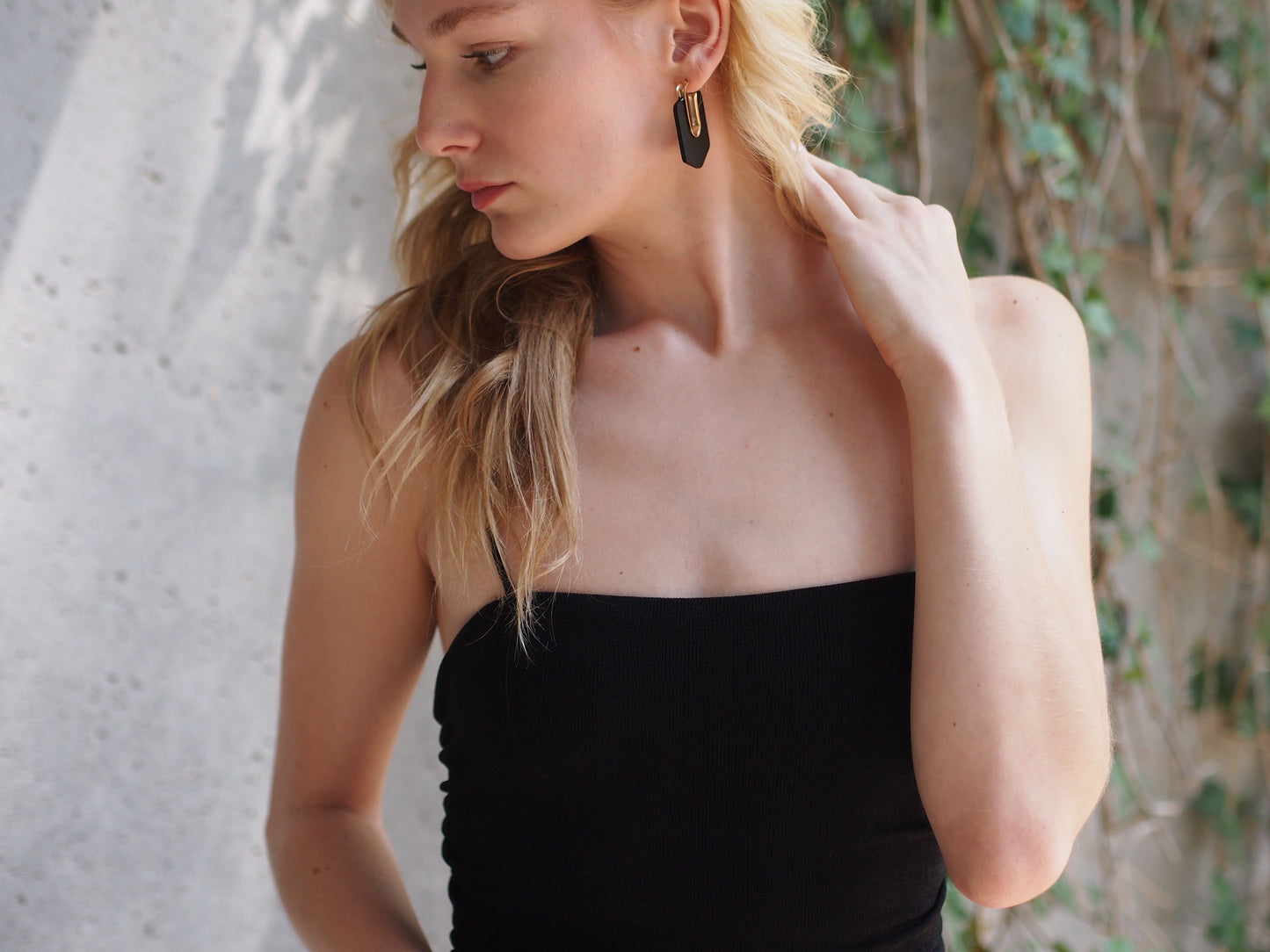 Minsk Black Lace Up Back High Side Slit Dress
