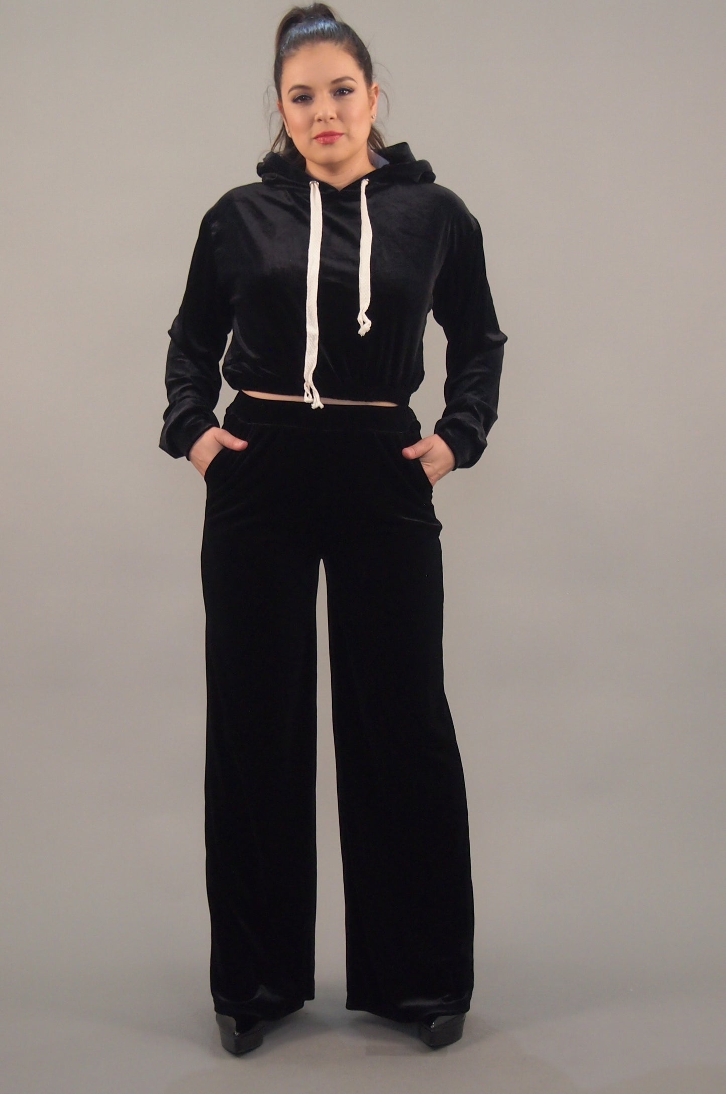 Cassidy Flare Black Velvet Pant