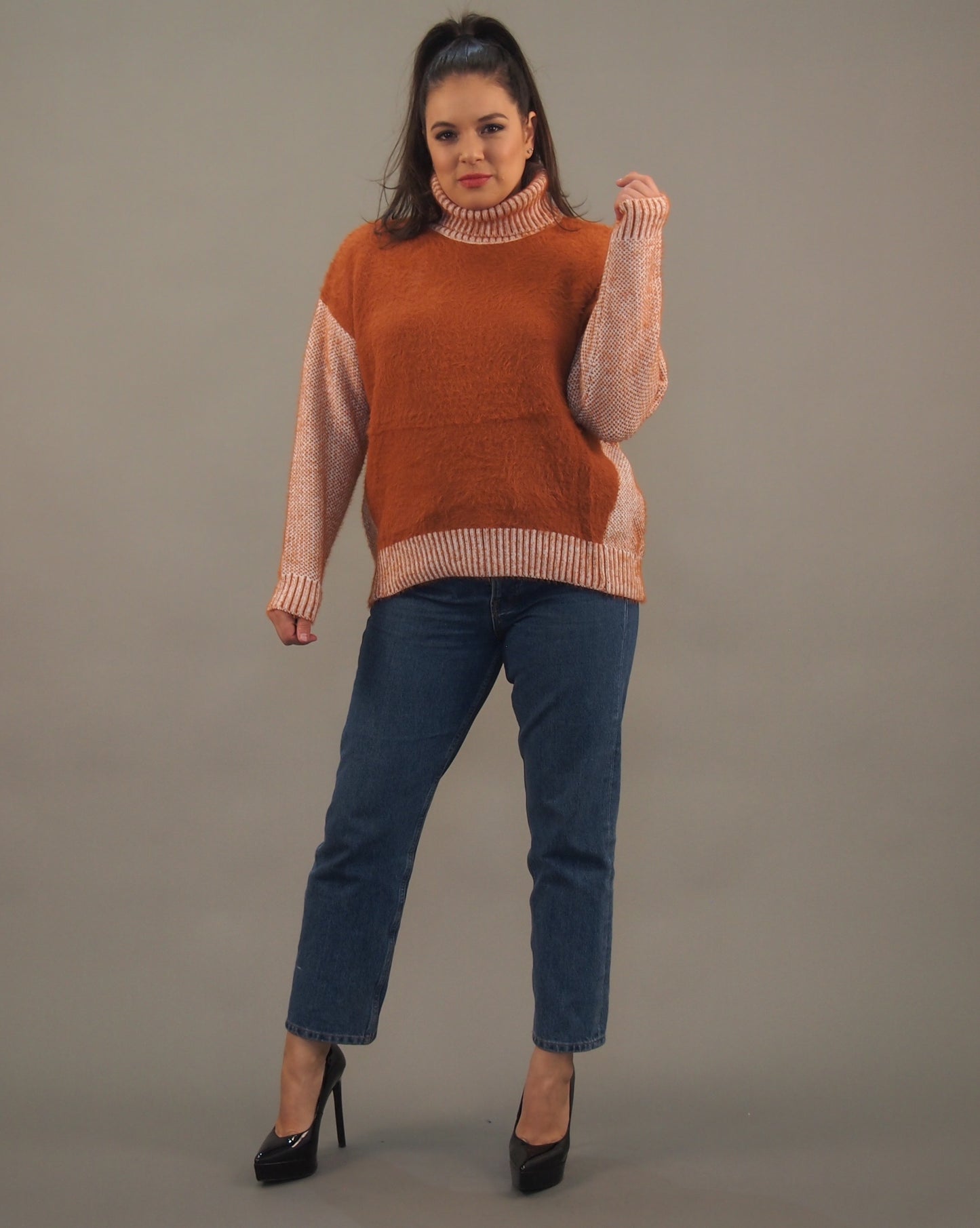 Two-tone Turtleneck Sweater