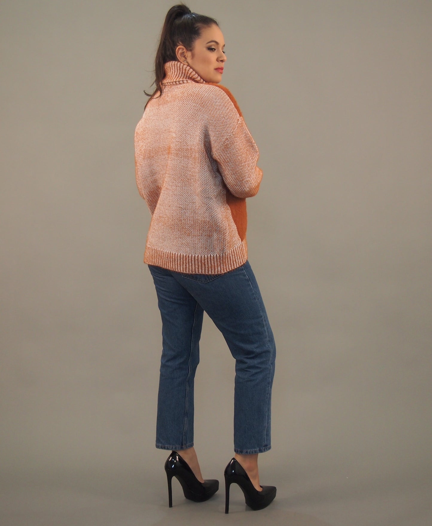 Two-tone Turtleneck Sweater