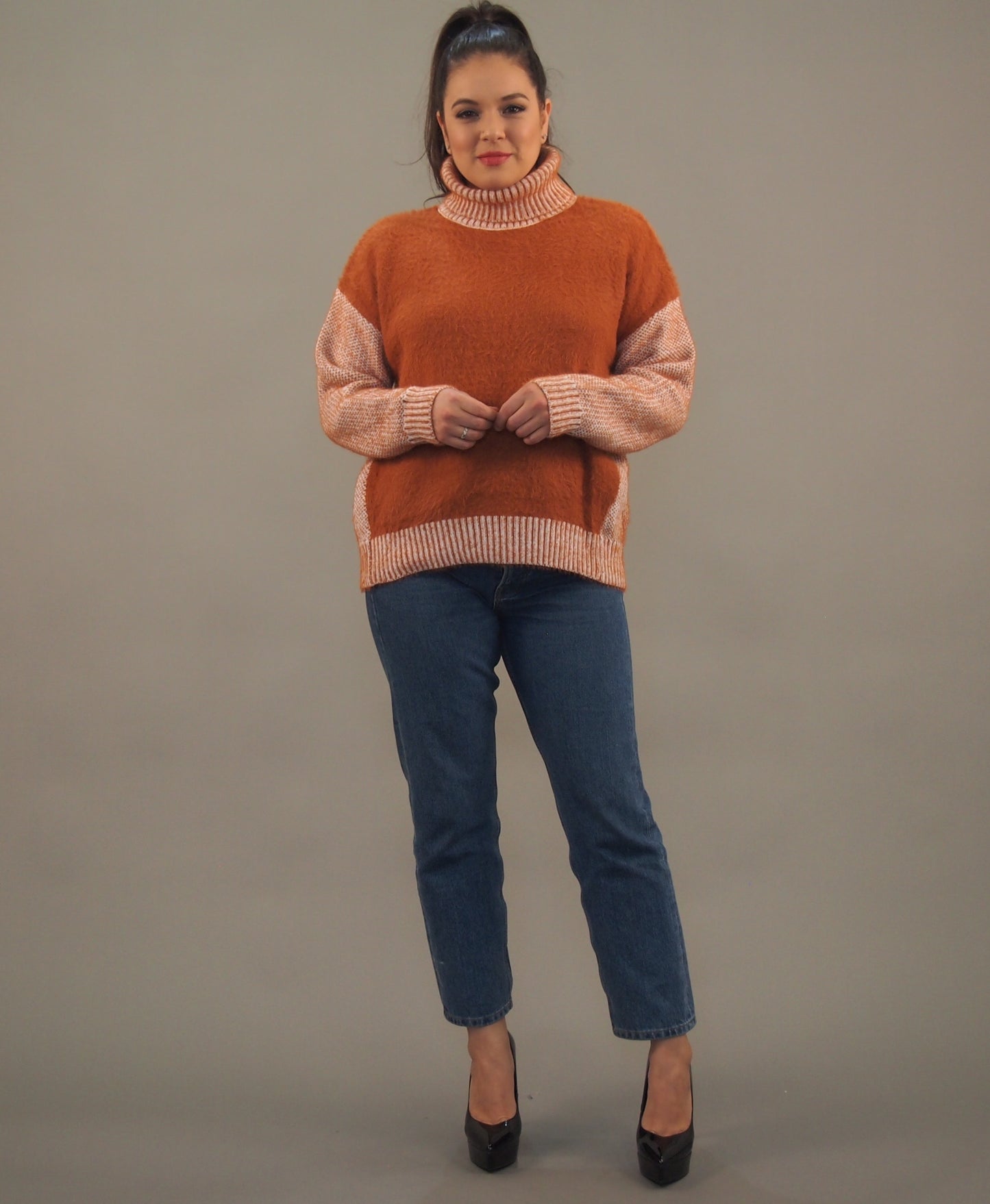 Two-tone Turtleneck Sweater
