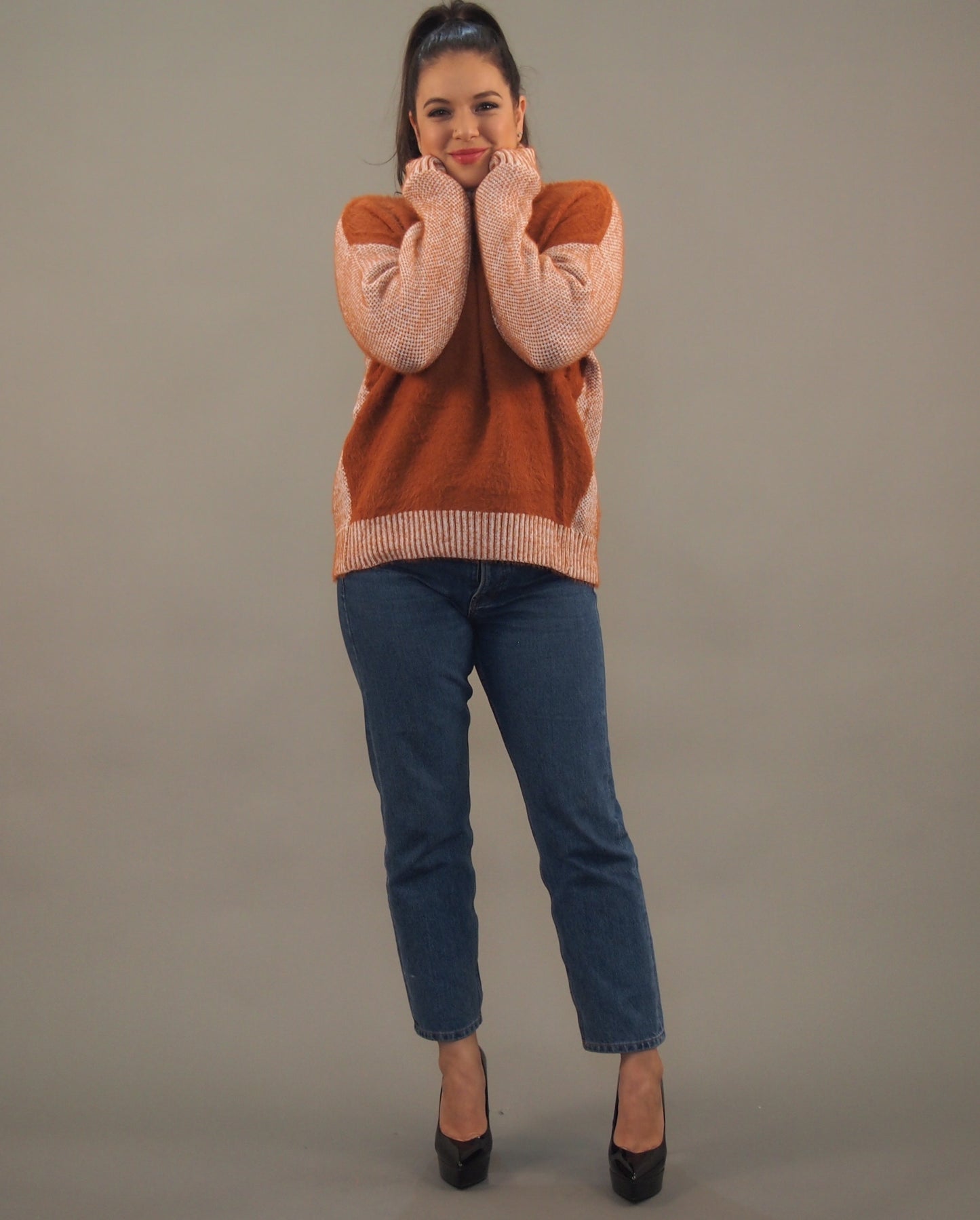Two-tone Turtleneck Sweater