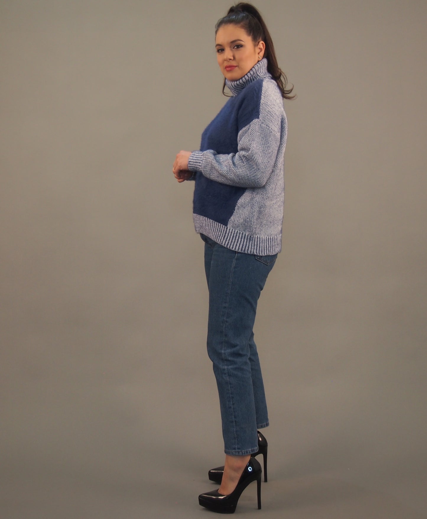 Two-tone Turtleneck Sweater