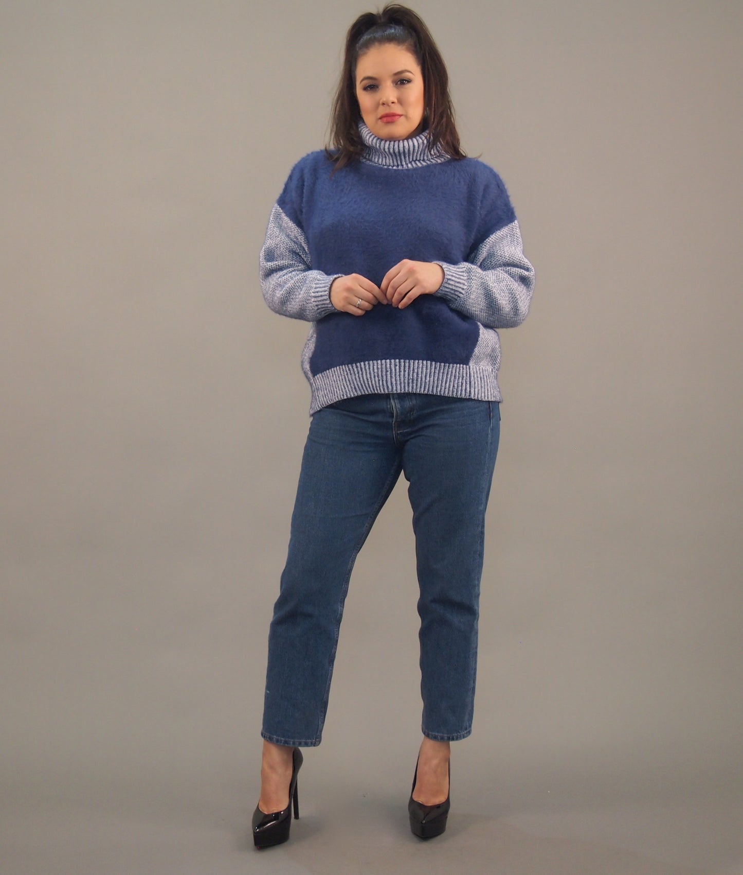 Two-tone Turtleneck Sweater