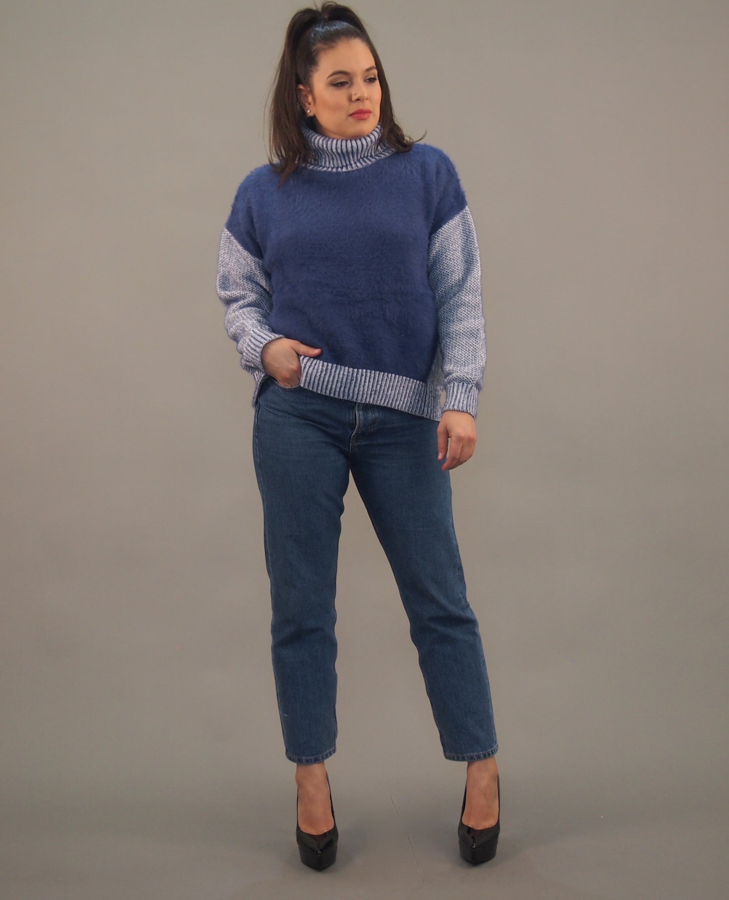Two-tone Turtleneck Sweater
