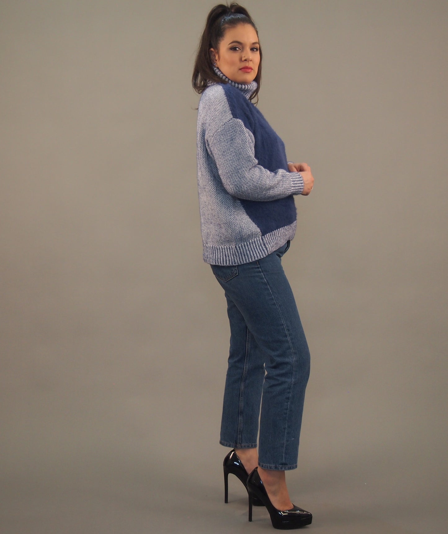 Two-tone Turtleneck Sweater