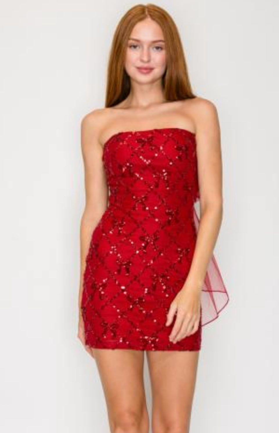 Strapless Beaded Mini Dress + Tulle Bow Back House of Miri Strapless Beaded Mini Dress + Tulle Bow Back House of Miri