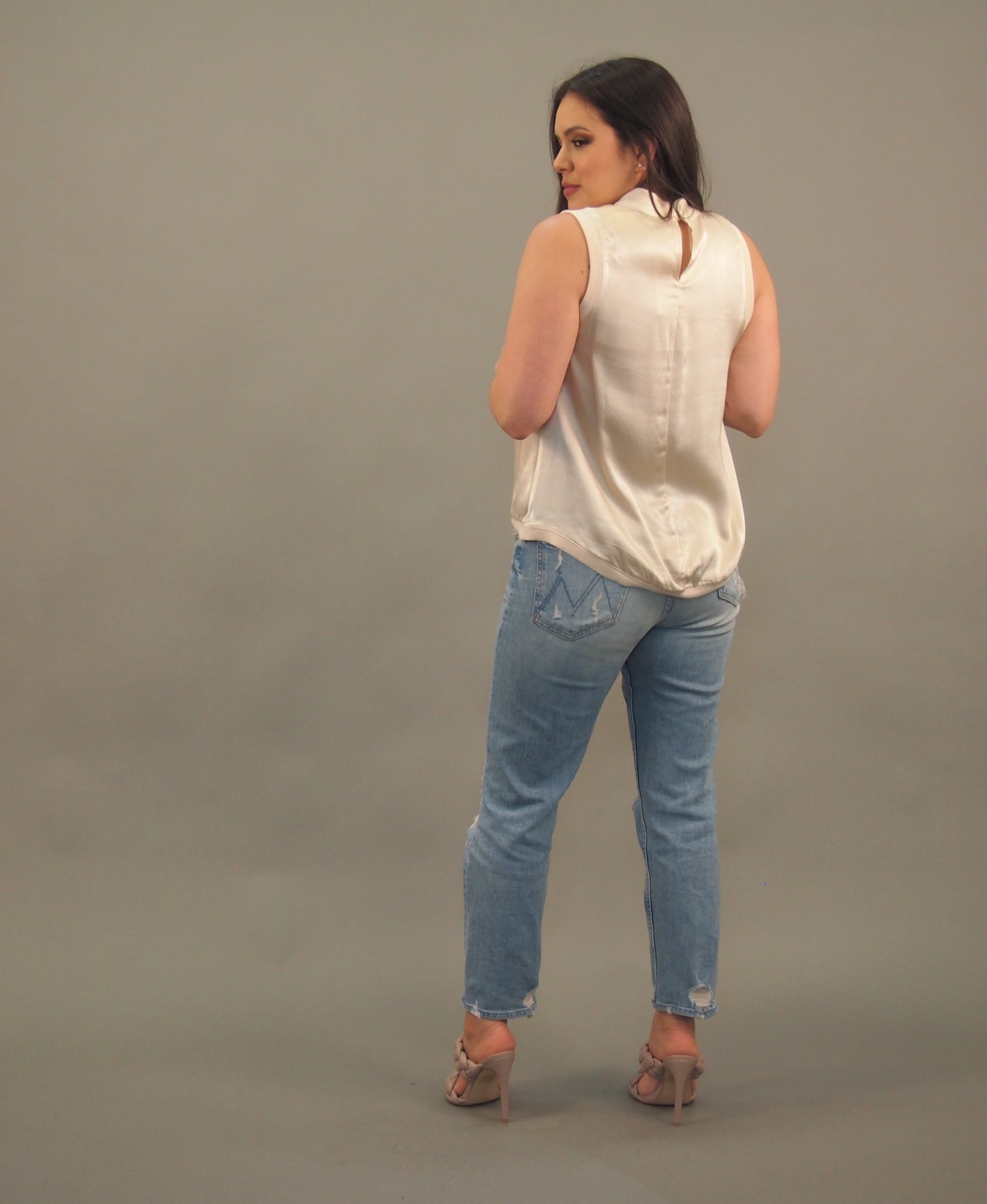Champagne Silk Pocket Tank Top