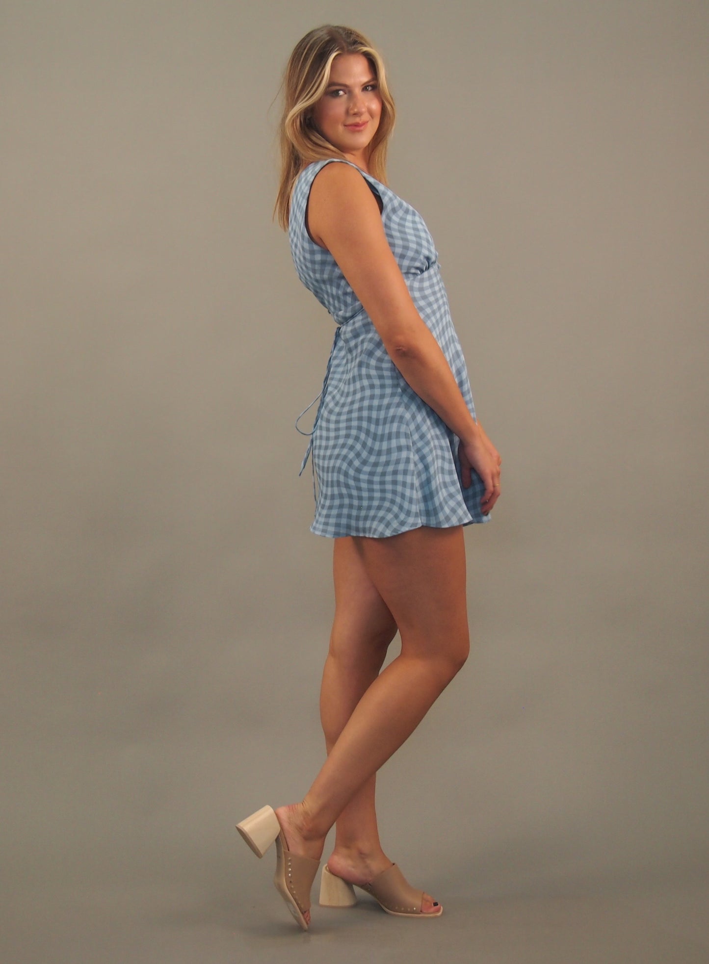 Alice Blue Checkered Mini Dress