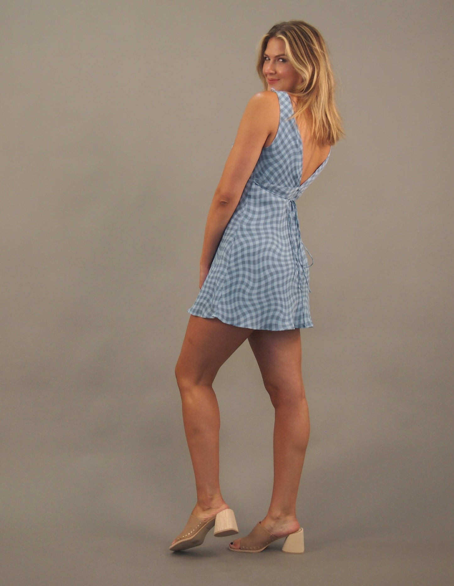 Alice Blue Checkered Mini Dress